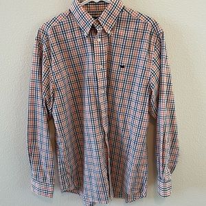 Southern Marsh Orange and Blue Plaid Longsleeve Button up Dress Shirt. Medium